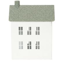 Itens Casa decorativa de metal em formato de casinha com janelas e chaminé, 22 cm