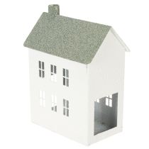 Itens Casa decorativa de metal em formato de casinha com janelas e chaminé, 22 cm