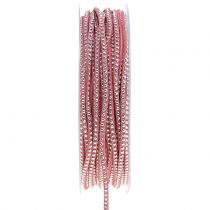 Cordão decorativo de couro cordão rosa com rebites 3mm 15m