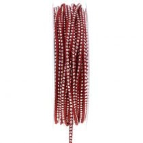 Cordão decorativo de couro vermelho com rebites 3mm 15m