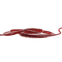 Itens Cordão decorativo de couro vermelho com rebites 3mm 15m