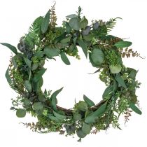 Guirlanda decorativa folhas de eucalipto verde artificial Ø55cm