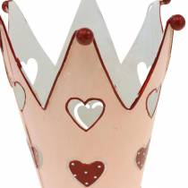 Coroa decorativa, lanterna de metal, floreira para o Dia dos Namorados, decoração de metal com um coração