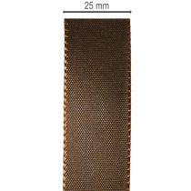 Itens Fita de tafetá marrom em rolo, versátil para decoração, 25 mm de largura, 50 m de comprimento.