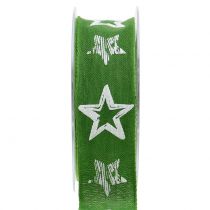 Fita decorativa de juta com motivo estrela verde 40mm 15m