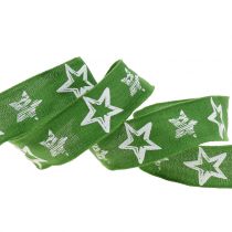 Fita decorativa de juta com motivo estrela verde 40mm 15m