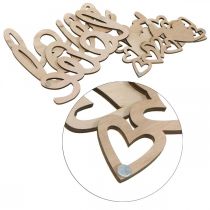 Itens Corações "Love" decoração de madeira natural com placa de decoração magnética 20.5/25cm 6 peças