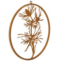 Itens Anel decorativo de metal, decoração de parede em aço patinado, ramo de pinheiro, Ø38cm