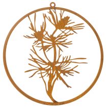 Itens Anel decorativo de metal, decoração de parede em aço patinado, ramo de pinheiro, Ø38cm