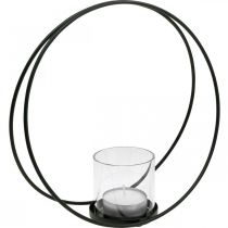 Argola decorativa castiçal de metal preto Ø28.5cm