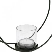 Argola decorativa castiçal de metal preto Ø28.5cm