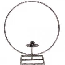 Itens Anel decorativo castiçal de metal prateado shabby chic Ø32cm