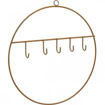 Anel de metal com gancho, anel decorativo para pendurar, anel de gancho de aço inoxidável Ø28cm