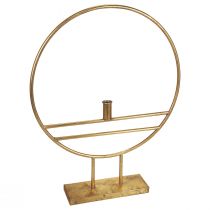 Itens Anel decorativo com pé castiçal decoração em metal dourado Ø44,5cm