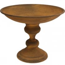 Tigela decorativa no pé tigela metal com aparência de ferrugem Ø22cm H18.5cm