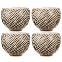 Itens Tigela Decorativa Cerâmica Espiral Decor Bege Marrom Ø9cm 4pçs