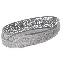 Itens Tigela decorativa de metal, padrão cinza, oval, 36 cm/33,5 cm de comprimento, conjunto de 2