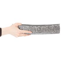 Itens Tigela decorativa de metal, padrão cinza, oval, 36 cm/33,5 cm de comprimento, conjunto de 2