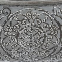 Itens Conjunto de 3 tigelas decorativas ovais de metal com padrão cinza, 25,5/29/34,5 cm