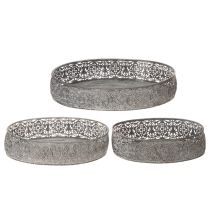 Itens Conjunto de 3 tigelas decorativas ovais de metal com padrão cinza, 25,5/29/34,5 cm