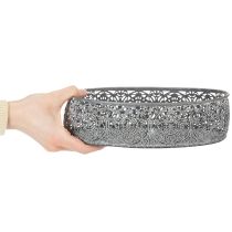 Itens Conjunto de 3 tigelas decorativas ovais de metal com padrão cinza, 25,5/29/34,5 cm