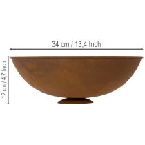 Itens Tigela decorativa de metal, cor ferrugem, estilo vintage, Ø34cm A12cm