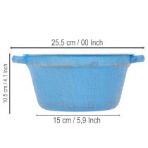 Itens Vaso/tigela decorativa, metal azul, estilo shabby chic, Ø21cm, A10,5cm