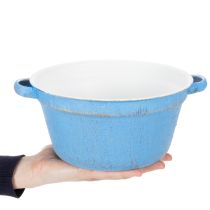 Itens Vaso/tigela decorativa, metal azul, estilo shabby chic, Ø21cm, A10,5cm