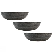 Itens Tigela decorativa redonda para plantas cinza Ø37cm H10,5cm 3 unidades