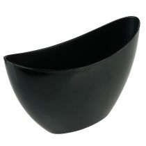 Tigela decorativa preta oval planta barco 24x9,5cmx14,5cm