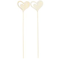 Itens Plugue decorativo corações vermelho branco decoração de madeira 7,5×6,5cm 12 un