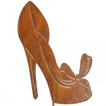 Sapato de senhora como plugue, decoração de jardim, sapato de princesa com pátina de laço A19,5cm