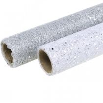Faixa de mesa tecido decorativo cinza prata x 2 sortidos 35x200cm