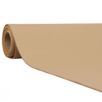 Corredor de mesa em tecido decorativo bege de couro sintético 33 cm × 1,35 m