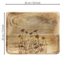 Itens Bandeja decorativa madeira mangueira com motivos florais bandeja 25×20cm