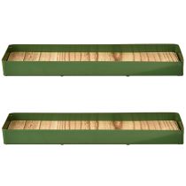 Itens Bandeja decorativa de metal, madeira, bandeja de metal verde 35,5×11×3cm 2 peças