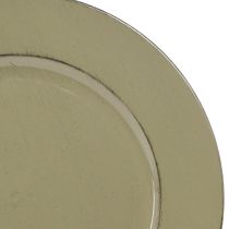 Itens Prato decorativo verde plástico vintage verde musgo marrom Ø33cm