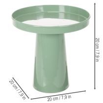 Itens Prato decorativo de metal, verde, base redonda, bandeja para arranjos florais, 20 cm