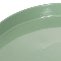 Itens Prato decorativo de metal, verde, base redonda, bandeja para arranjos florais, 20 cm