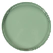 Itens Prato decorativo de metal, verde, base redonda, bandeja para arranjos florais, 20 cm