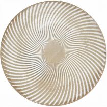 Prato decorativo redondo branco ranhuras castanho decoração de mesa Ø30cm A3cm