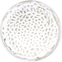Prato decorativo branco redondo estrutura marrom decoração de mesa vintage Ø39cm