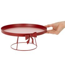Itens Bandeja decorativa com suporte e laço de metal, 30 cm, conjunto de 2 peças