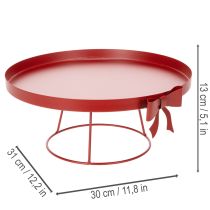 Itens Bandeja decorativa com suporte e laço de metal, 30 cm, conjunto de 2 peças
