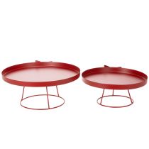 Itens Bandeja decorativa com suporte e laço de metal, 30 cm, conjunto de 2 peças