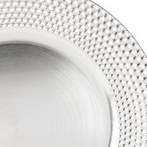Itens Prato decorativo redondo de plástico prateado Ø33cm