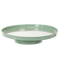 Itens Prato decorativo redondo verde com suporte para arranjo de mesa, 30 cm