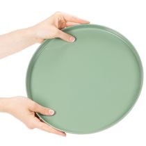 Itens Prato decorativo redondo verde com suporte para arranjo de mesa, 30 cm