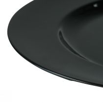 Itens Prato decorativo preto plano plástico brilhante Ø28cm H2cm