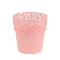 Pote decorativo de plástico rosa Ø13cm Alt.13.5cm 1p